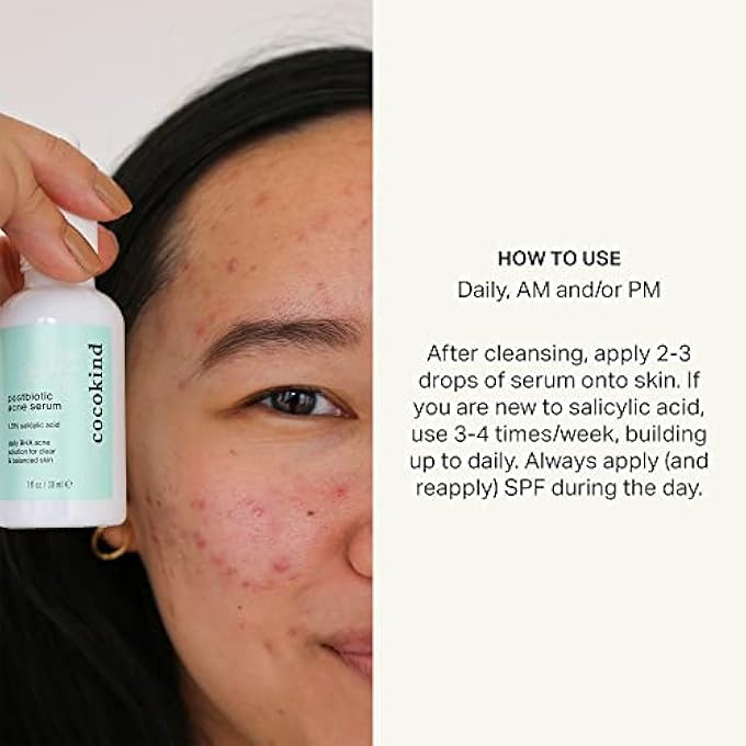 Cocokind POSTBIOTIC ACNE SERUM, SALICYLIC ACID SERUM AND BHA LIQUID EXFOLIANT - EXFOLIATING, BRIGHTENING AND HYDRATING SERUM - Image 3
